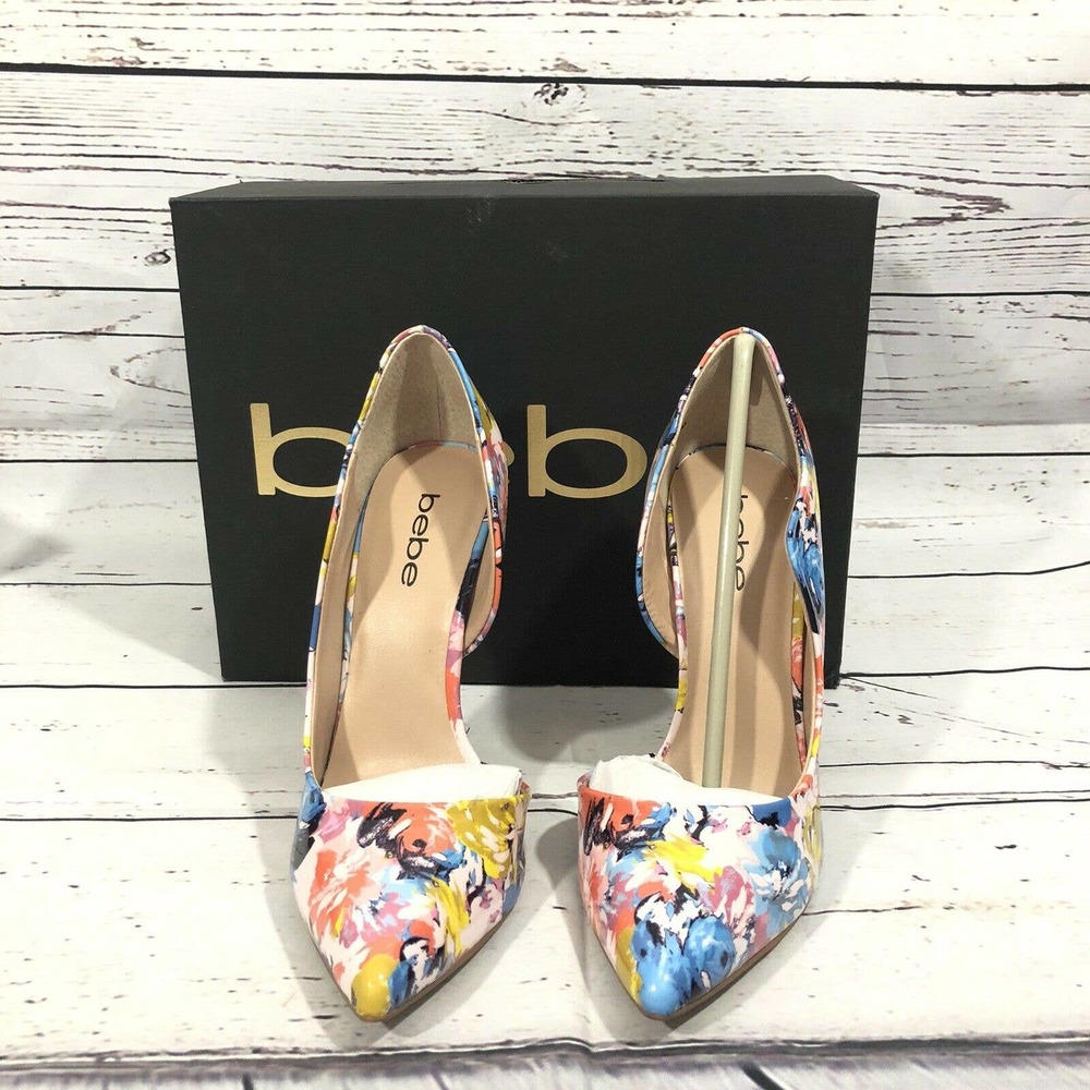 Bebe Farnaz Pumps Shoes Flora Pink Heels Womans Size 7M Stiletto